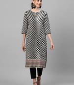 Indo Era Black Printed Straight Kurtas