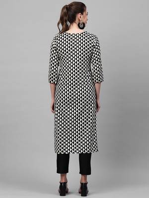 Indo Era Black Printed Straight Kurtas 2