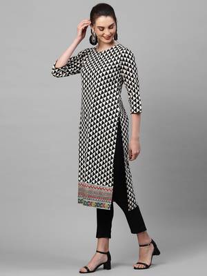 Indo Era Black Printed Straight Kurtas 3
