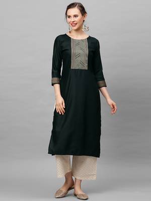 Indo Era Green Solid Kurtas 1