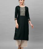 Indo Era Green Solid Kurtas