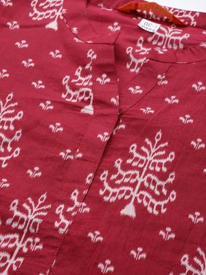 Indo Era Maroon Printed Straight Kurtas 5