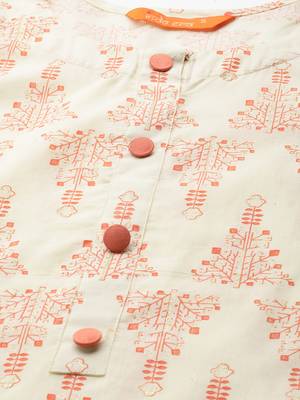 Indo Era Off White Foil Printed Straight Kurtas 5