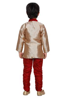 Maroon printed blended cotton boys-kurta-pyjama 2