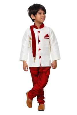 Maroon printed blended cotton boys-kurta-pyjama 1