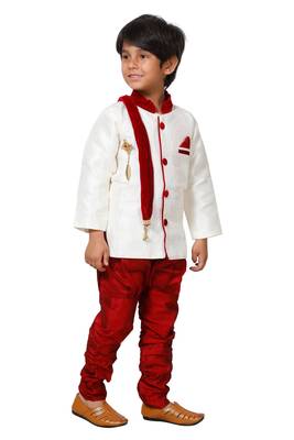 Maroon printed blended cotton boys-kurta-pyjama 4