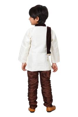 Brown printed blended cotton boys-kurta-pyjama 2