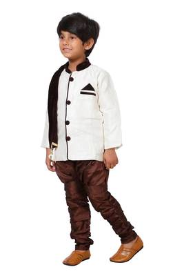 Brown printed blended cotton boys-kurta-pyjama 3