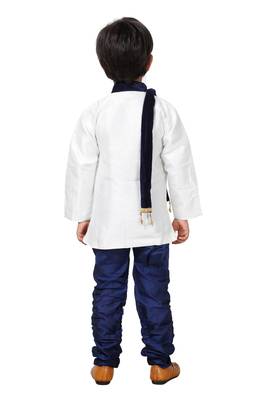 Blue printed blended cotton boys-kurta-pyjama 2
