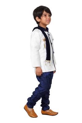 Blue printed blended cotton boys-kurta-pyjama 4