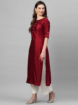 Indo Era Red Solid Straight Kurta 3