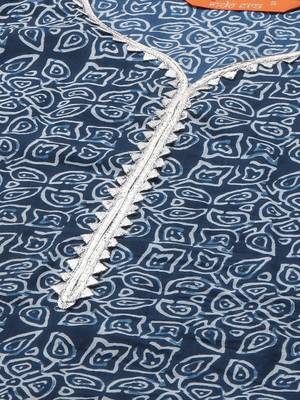 Indo Era Navy Blue Printed Kurta 5
