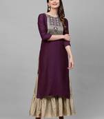 Indo Era Wine Solid Straight Kurta