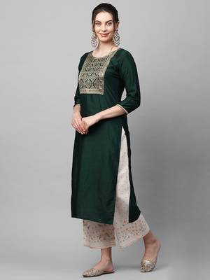 Indo Era Green Solid Straight Kurta 4