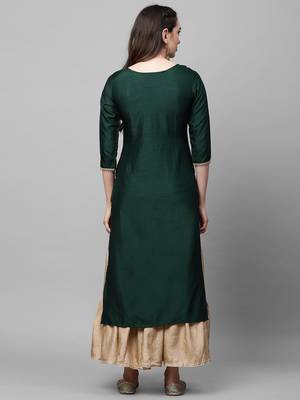 Indo Era Green Solid Straight Kurta 2
