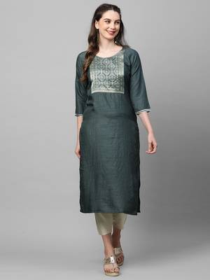 Indo Era Grey Straight Kurta 1