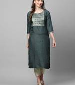 Indo Era Grey Straight Kurta
