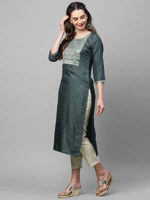 Indo Era Grey Straight Kurta 4