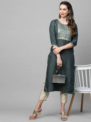 Indo Era Grey Straight Kurta 5