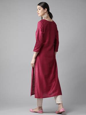 Indo Era Pink Embroidered Straight Kurta 2