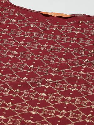 Indo Era Maroon Printed A-line Kurta 5