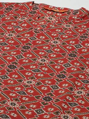 Indo Era Red Bandhani Printed Straight Kurta 5
