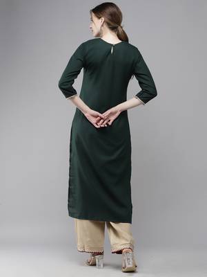 Indo Era Green Solid Straight Kurta 2