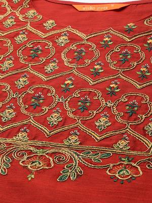 Indo Era Orange Embroidered Straight Kurta 5