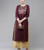 Indo Era Wine Solid Straight Kurta