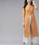 Indo Era Yellow Woven Straight Kurta