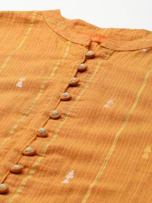 Indo Era Yellow Woven Straight Kurta 5