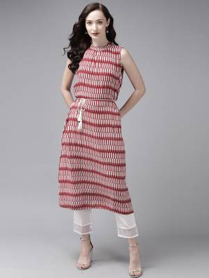 Indo Era Red Printed A-line Kurta 1