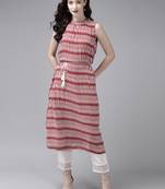 Indo Era Red Printed A-line Kurta