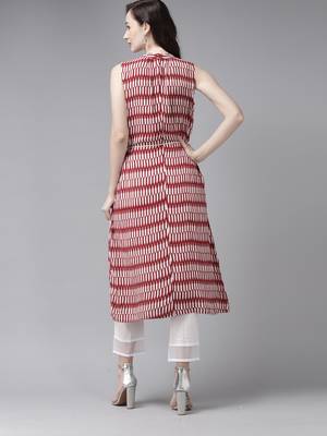 Indo Era Red Printed A-line Kurta 2