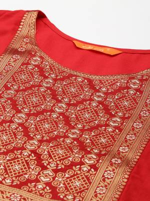 Indo Era Red Solid Straight Kurta 5