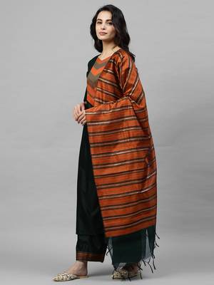 Indo Era Green Solid Straight Kurta Palazzo with Dupatta Sets 3