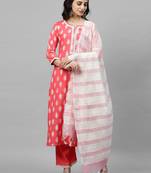 Indo Era Pink Foil Printed Straight Kurta Pant with Dupatta Sets