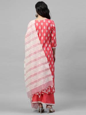 Indo Era Pink Foil Printed Straight Kurta Pant with Dupatta Sets 2
