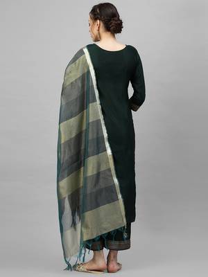 Indo Era Green Solid Kurta Palazzo with Dupatta Sets 2