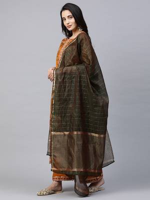 Indo Era Mustard Printed Straight Kurta Palazzo with Dupatta Sets 3