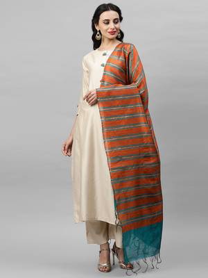 Indo Era Cream Solid Straight Kurta Palazzo with Dupatta Sets 1