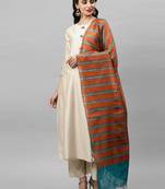 Indo Era Cream Solid Straight Kurta Palazzo with Dupatta Sets