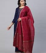 Indo Era Blue Foil Printed Straight kurta Palazzo with Dupatta Sets