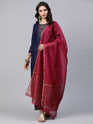 Indo Era Blue Foil Printed Straight kurta Palazzo with Dupatta Sets 5