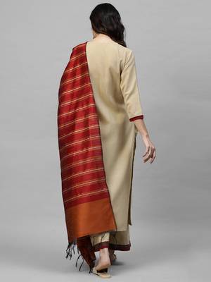 Indo Era Beige Solid Kurta Palazzo with Dupatta Sets 2