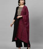 Indo Era Black Solid Kurta Palazzo with Dupatta Sets
