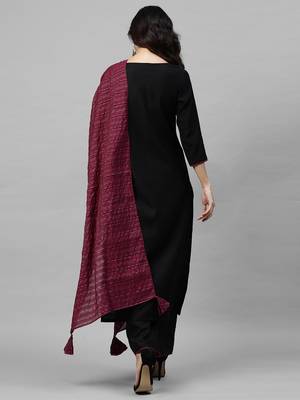 Indo Era Black Solid Kurta Palazzo with Dupatta Sets 2