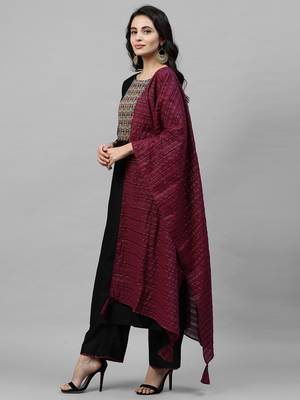 Indo Era Black Solid Kurta Palazzo with Dupatta Sets 3