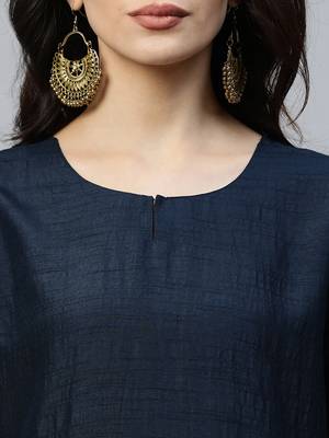 Indo Era Navy Blue Solid Kurta Palazzo with Dupatta Sets 5