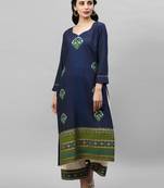 Indo Era Blue Foil Printed Straight kurta Palazzo Sets